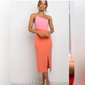 One-Shoulder Pink and Orange Dress Xiamara dress